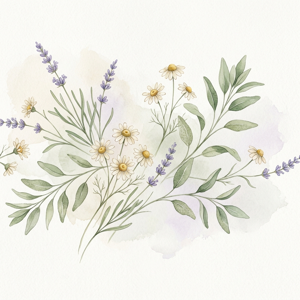 Botanical illustration of homeopathic healing plants